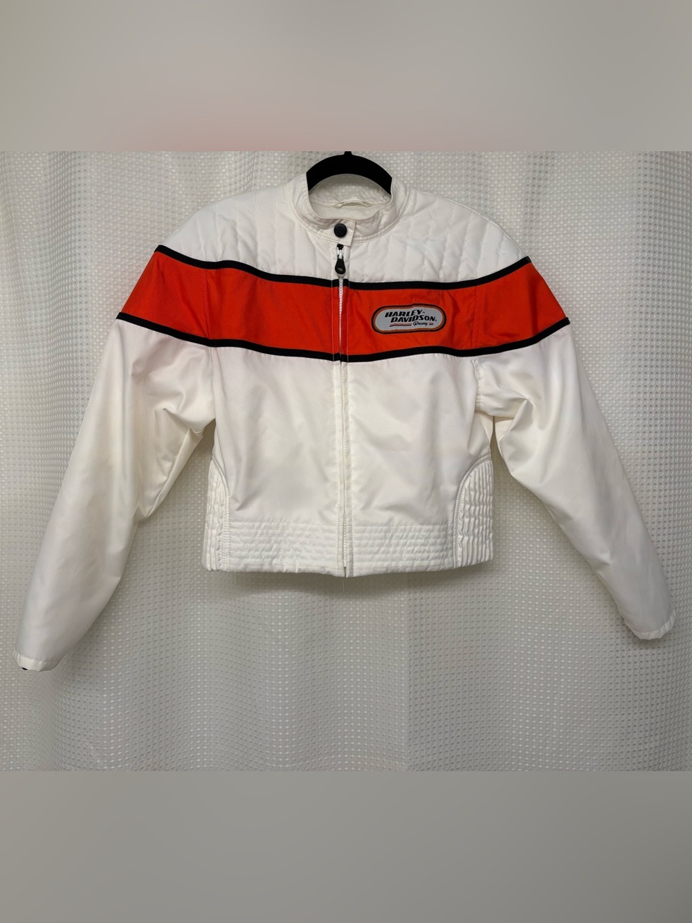 Harley-Davidson Y2K Racing Jacket White Orange Moto Biker Women’s S